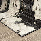 Abani Terra Cream Area Rug for Living Room, Bedroom - Black Abstract Pattern - 10' x 14' - Durable & Easy to Clean