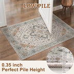 Tangsoo 2.6x8 Washable Runner Rug for Hallways, Non Slip Vintage Runner Rugs, Soft Low Pile Long Rugs Print Distressed Grey Carpet Runners for Kitchen Bedroom Entryway Bathroom Living Room
