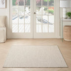 Nourison Home Courtyard Ivory Silver 4' x Square Area Rug - Easy Clean, Non Shedding, Bed Room, Living Room, Dining Room, Kitchen (4' x Square)