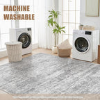 Area Rug Living Room Rugs - 8x10 Abstract Large Soft Indoor Washable Rug Neutral Modern Low Pile Carpet for Bedroom Dining Room Farmhouse Home Office - Vintage Grey