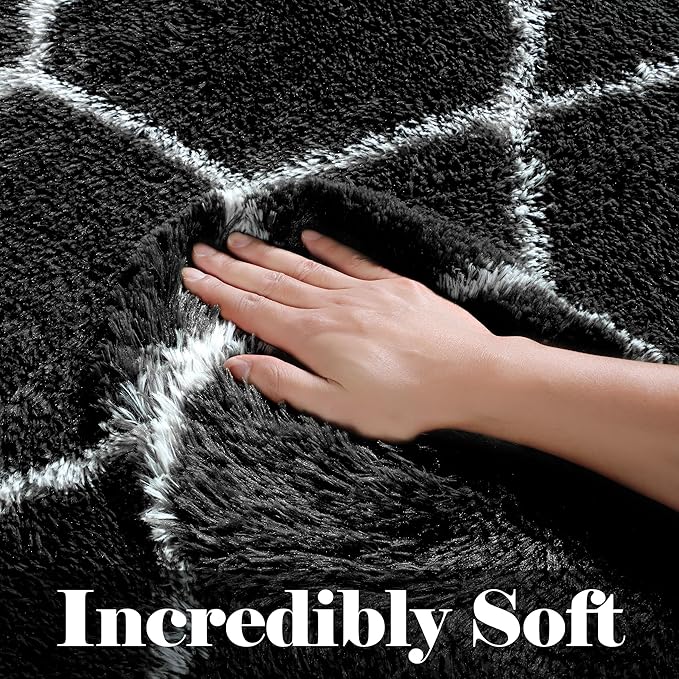 ONASAR 5x7 Area Rugs for Living Room Bedroom, Washable Fluffy Black and White Rug, Geometric Boho Soft Plush Shaggy Floor Carpet Mat for Nursery Kids Girls Boys Teen Dorm Home Decor Aesthetic