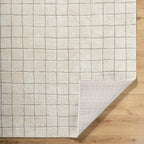 Livabliss x Our PNW Home Cascade Minimalist Grid Area Rug, 9'2" x 12', Grid Ivory/Taupe
