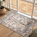 Rugcomf Indoor Door Mat 2x3 Rug Vibrant Tree of Life-Patterned Vintage Machine Washable Small Area Rug Non-Slip Low Pile Throw Rugs for Entryway Kitchen Front Door Entrance Entry Kids Room, Beige