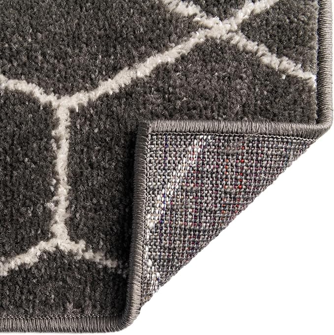 Unique Loom Trellis Frieze Collection Area Rug - Geometric (2' x 8' 8" Runner, Dark Gray/ Ivory)