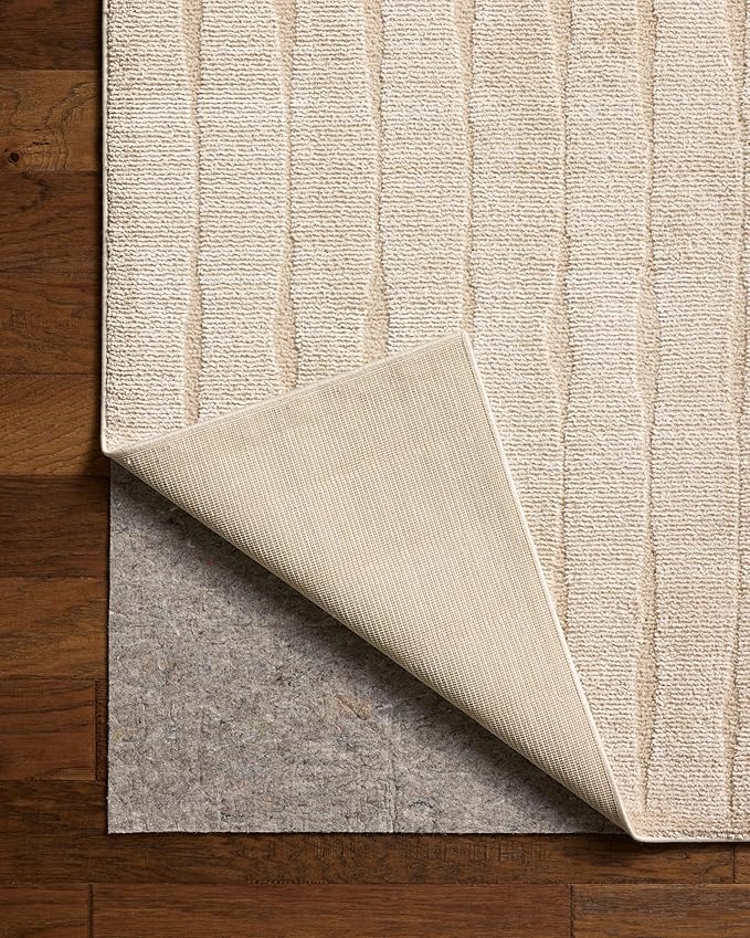 Loloi Chris Loves Julia Calvin Collection CLV-02 Ivory/Oatmeal 2'-3" x 3'-10" Accent Rug Checkered Neutral Soft Living Room Bedroom Carpet