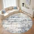 Round Rug Living Room Rugs: 8Ft Washable Circle Large Abstract Modern Soft Stain Resistant Non Slip Indoor Floor Carpet for Bedroom Nursery Office Dining Room Dorm Home House Decor- Light Blue