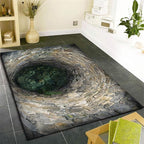 3D Hole Area Rug for Bedroom, 6x9ft, Visual Illusion Stone Cave Trap Design Home Decorative Rugs, Breathable Anti Skid Dirty Resistant Washable Soft Large Carpets for Family Indoor