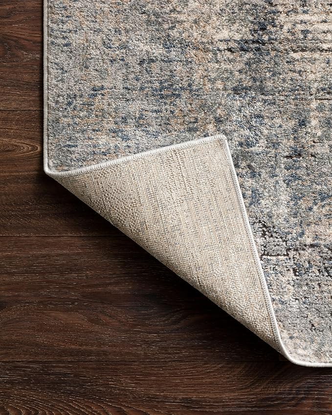 Loloi Teagan Collection TEA-05 Denim/Slate 6'-7" x 9'-2" Area Rug, Large, Soft Neutral Rug, High-Traffic for Living Room, Bedroom, Home Office, Dining Area