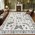 8x10 Area Rugs Living Room Rug: Vintage Washable Rug Floral Soft Carpet Indoor Floor Non-Slip Boho Stain Resistant Large Carpets for Bedroom Kids Nursery Dining Room Farmhouse Home Office Beige