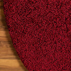 Unique Loom Solid Shag Collection Area Rug (7' 10" x 10' Oval, Cherry Red)