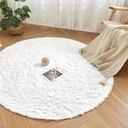 Andency White Round Area Rug for Living Room, Large Shag Circle Rug 7x7 for Bedroom, Fluffy Faux Fur Carpet for Room Home Decor, Circular Fuzzy Plush Rug for Playroom Dorm Home Decor