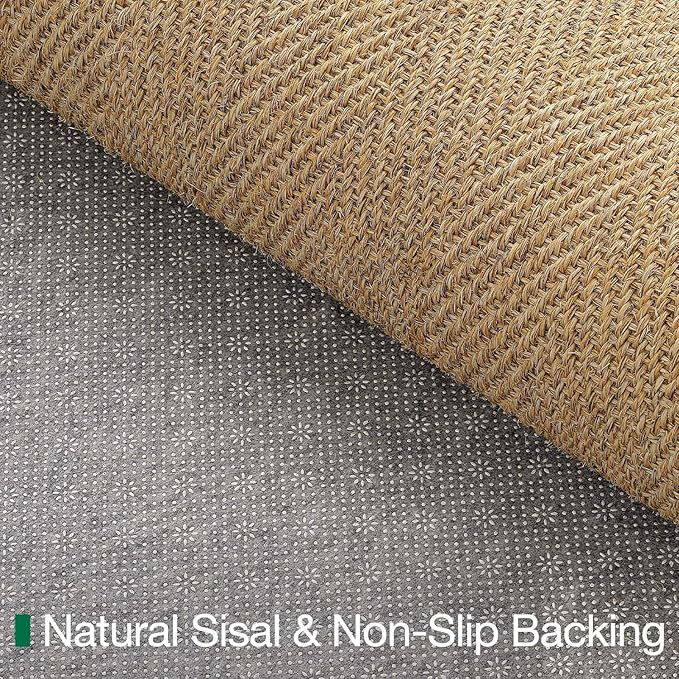 LUMI Handwoven Sisal Door Mat, Non-Slip Durable Entryway Mat, Welcome Front Doormat, Solid Floor Mats for Entrance, 24"x36", Herringbone Sisal