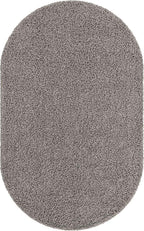 Unique Loom Solid Shag Collection Area Rug (5' 1" x 8' Oval, Cloud Gray)