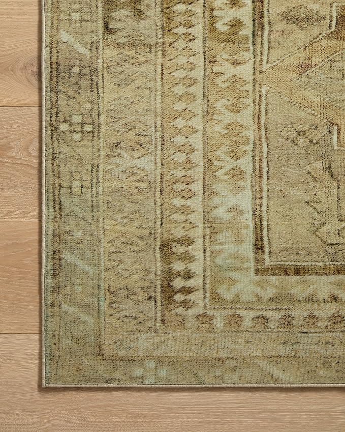 Loloi Magnolia Home by Joanna Gaines Sinclair Collection SIN-02 Khaki/Tobacco 3'-6" x 5'-6", .25" Pile Height, Machine Washable, Accent Rug