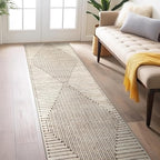 Rugshop Beige and Brown Geometric Area Rug – Soft Abstract Line Pattern Carpet for Living Room, Bedroom, or Office – Contemporary Neutral Decor Accent 2' 3" x 8' Runner Beige