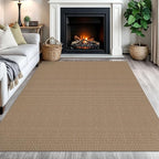 IOHOUZE Washable Area Rug 5x7 Non Slip Rubber Backed Woven Rugs for Living Room, Dining Room Rugs Bedroom Rug, Floor Carpet for Living Room Nursery Office, Orange/Tan/Brown