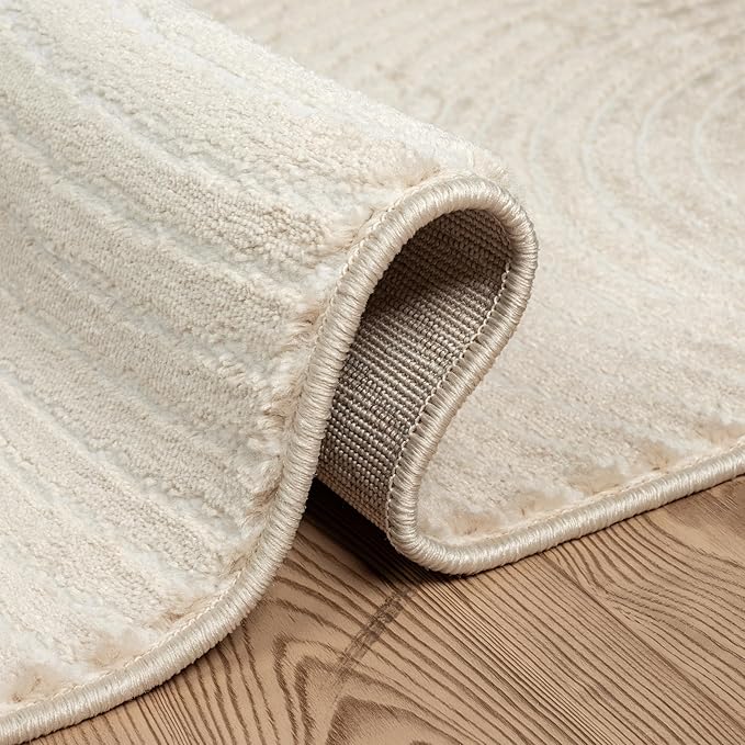 Abani Neutral Beige Area Rug 2' x 3' for Living Room, Bedroom - Zen Reiki Circles Pattern - Durable & Easy to Clean