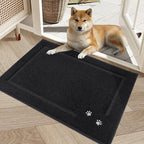BEQHAUSE Dog Door Mat for Muddy Paws 20"x32" Dirt Trapper Absorbent Doormat Non Slip Entryway Rugs Washable Stain Resistant Welcome Floor Mat Soft Low-Profile for Front Back Door, Black