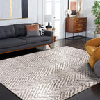 SAFAVIEH Hudson Shag Collection Area Rug - 10' x 14', Ivory & Grey, Chevron Design, Non-Shedding & Easy Care, 2-inch Thick Ideal for High Traffic Areas in Living Room, Bedroom (SGH375A)