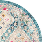 SAFAVIEH Madison Collection Area Rug - 6'7" Round, Dark Blue & Yellow, Boho Diamond Distressed Design, Non-Shedding & Easy Care, Ideal for High Traffic Areas in Living Room, Bedroom (MAD418N)