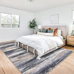 Modern Abstract 9x12 Large Machine Washable Living Room Rug Non-Slip Soft Bedroom Area Rug Grey Black Multi Ultra Thin Print Faux Wool Carpet Throw Rugs for Nursery Playroom Dining Room Indoor
