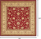 Unique Loom Voyage Collection Traditional Oriental Classic Intricate Design Area Rug (10' 0 x 10' 0 Square, Red/Gold)