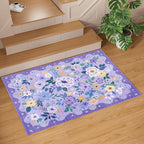 DUKINO 4x6 Area Rug, Lightweight Non Slip Washable Floral Rug, Indoor Low Pile & Non-Shedding Boho Design Rugs for Bedroom, Living Room, Dining Room, Purple