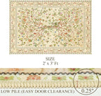 Door Mat Entryway Rug 2x3, Machine Washable Non-Slip Small Area Rug, Boho Floral Low Pile Throw Rugs for Entrance, Front Door, Entry, Kitchen, Kids Room（Beige）