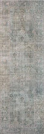 Loloi Chris Loves Julia Jules Collection JUL-08 Emerald/Antique Ivory 2'-6'' x 9'-6'', .13" Pile Height, Runner Rug