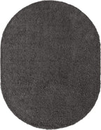 Unique Loom Solid Shag Collection Area Rug (7' 10" x 10' Oval, Graphite Gray)