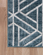 Rugs.com Lattice Trellis Collection Rug – 6 Ft Runner Blue Low-Pile Rug Perfect for Hallways, Entryways