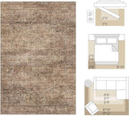 FMFUNCTEX 4x6 Washable Area Rug Neutral Vintage Rust Brown Distressed Non Slip Low Pile Traditional Indoor Carpet for Living Room Bedroom Soft Retro Throw Rug for Dining Office Kitchen Dorm Entryway