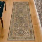 Non Slip 2x7 Gold Brown Kitchen Runner - Washable Long Runner Rugs for Bathroom, Hallway, Indoor Floor Mat, Bedroom Bedside - Brown Earthy Vintage Floral Décor