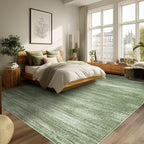 Loden Green Area Rug 6x9 for Playroom Non Slip Washable Rugs Hardwood Floor Protector Low Pile Neutral Abstract Modern Floor Carpet Dark Green Living Room Rug 6x9
