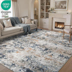 8x10 Washable Area Rug for Living Room, Multicolor Modern Vintage Abstract Rug Large Non-Slip Low Pile Soft Faux Wool Carpet, Kids and Pets Friendly for Bedroom Dining Room Farmhouse Home Decor Rug