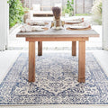 FH Home Flat Woven Outdoor Rug - Waterproof, Easy to Clean, Stain Resistant - Premium Polypropylene Yarn - Vintage - Patio, Deck, Porch,Balcony - Ankara - Distressed Blue - 3ft 11in x 5ft 6in