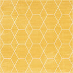 Unique Loom Trellis Frieze Collection Area Rug - Geometric (7' 10" Square, Yellow/ Ivory)
