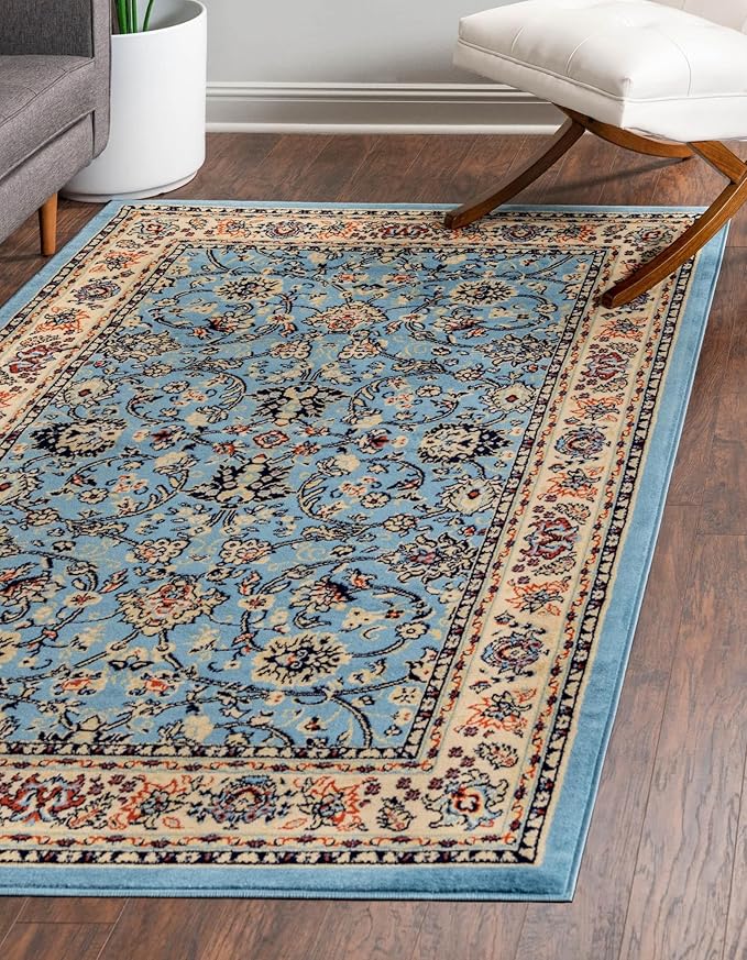 Unique Loom Sialk Hill Collection Area Rug - Washington (2' 2" x 3' 1" Rectangle Light Blue/Navy Blue)