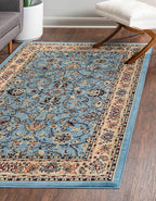 Rugs.com Yasmin Collection Rug – 8' x 10' Light Blue Medium Rug Perfect for Living Rooms, Large Dining Rooms, Open Floorplans