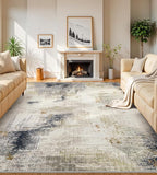 Area Rugs 9x12 Living Room - Modern Abstract Large Rugs for Living Room Non-Slip Low Pile Soft Machine Washable Carpet for Bedroom, Under Dining Table, Nursery, Farmhouse (9'x12' Beige Tan)
