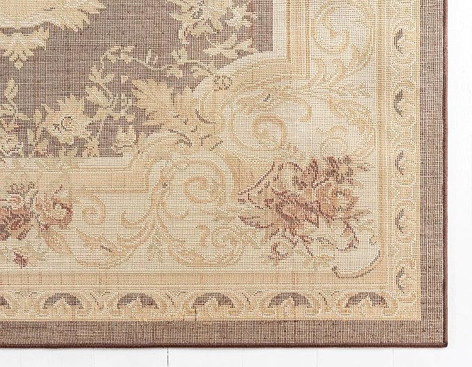 Unique Loom Versailles Collection Traditional Classic Floral Motif Area Rug (10' 0 x 13' 0 Rectangular, Brown/ Ivory)