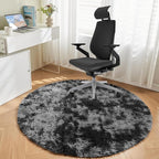 Andency Tie-Dyed Dark Grey Round Area Rug for Living Room, 6x6 Shag Rug for Bedroom, Fluffy Circle Carpet for Home Decor, Room, Fuzzy Plush Circular Rug for Dorm Playroom