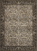 Washable Living Room Rug: 9x12 Boho Floral Soft Area Rug for Bedroom Decor - Vintage Low Pile Thin Carpet for Dining Room Non-Slip - Farmhouse Stain Resistant Rugs - Dark Brown