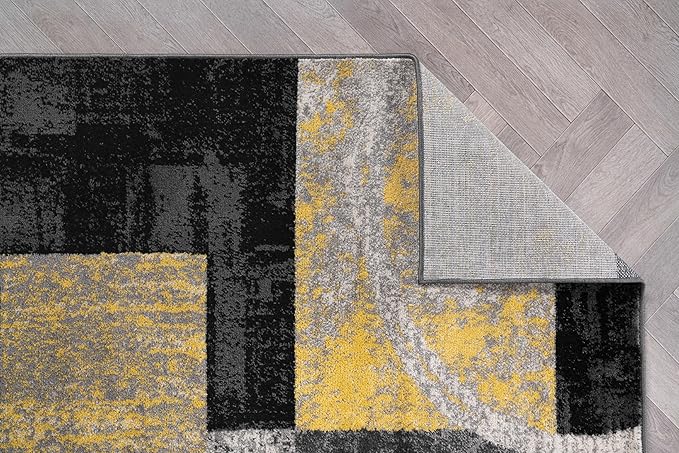 Rugshop Contemporary Circle Design Area Rug, Fade-Resistant Carpet for Bedroom, Home Office, or Entryway, Yellow, 3'3" x 5'