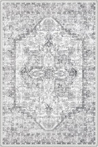 KOZYFLY Boho Area Rug 3x5 Ft Rugs for Entryway Washable Entry Rug Non Slip Door Mat Indoor Entrance Printed Faux Wool Throw Rugs for Entrance Kitchen Living Room, Gray