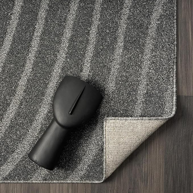 LUXE WEAVERS Modern Geometric Wave Anthracite 4x6 Area Rug