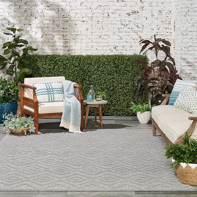 Nourison Home Versatile Silver Grey 9' x 12' Area Rug - Easy Clean, Non Shedding, Bed Room, Living Room, Dining Room, Kitchen (9' x 12')