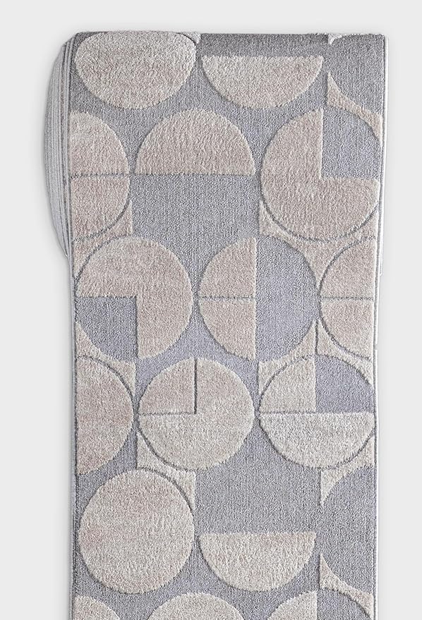 Well Woven Custom Size Hallway & Stair Runner- Harlow Harmony Ivory/Grey 27 Inches Wide x 24 Feet Long Runner (27" x 24') Runner Rug - Modern Geometric Pattern, Ultra-Soft, Easy-Clean