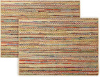 REDEARTH · Jute Cotton Chindi Area Rug - 4'x6' Rectangular Rug, Handwoven, Non-Shedding, Soft & Durable – Multi Tones for Home Décor in Living Room, Dining Room, Bedroom, Set of 2
