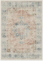 RUGGABLE Washable Vintage Area Rug – Sarrah Coral 5x7, Stain-Resistant, Non-Slip – Medium Machine Washable Rugs for Living Room, Bedroom, Hallway, Entryway & Office–with Standard Pad